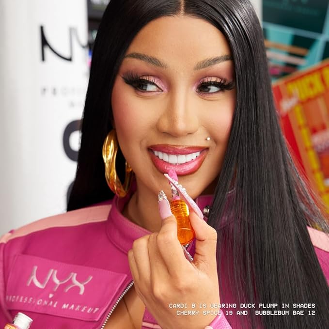 NYX PROFESSIONAL MAKEUP Duck Plump High Pigment Plumping Lip Gloss with Spicy Ginger, Vegan Lip Makeup - Bubble Gum Bae (Bubblegum Pink)