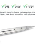 Eyebrow Scissors & Small Cuticle Scissors, Curved Blade Manicure TSA Scissors. Stainless-Steel Scissors for Eyelashes, Facial Hair, Pubic, Men Moustache & Beard.