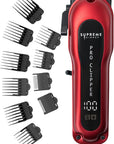 Supreme Trimmer Pro Clipper All Metal w/Fade Blade | 300 Min Run Time Professional Clipper Set, Cordless Beard Trimmer | STC5030 Red