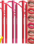 evpct 3Pcs Vermilion Rose Red Matte Long Lasting Wear Lip Liner Pencils Makeup Set for Shaping & Sculpting Lips, No Transfer Waterproof Pigmented Lip Liner Crayon lipliners Lipstick Pencil 17+19+21