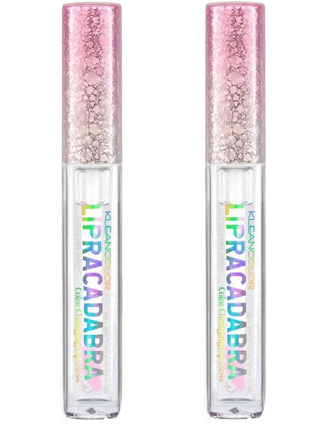 Kleancolor Lipracadabra Color-Changing Lip Gloss – pH-Activated Formula, Custom Pink Shine (2 Pack)