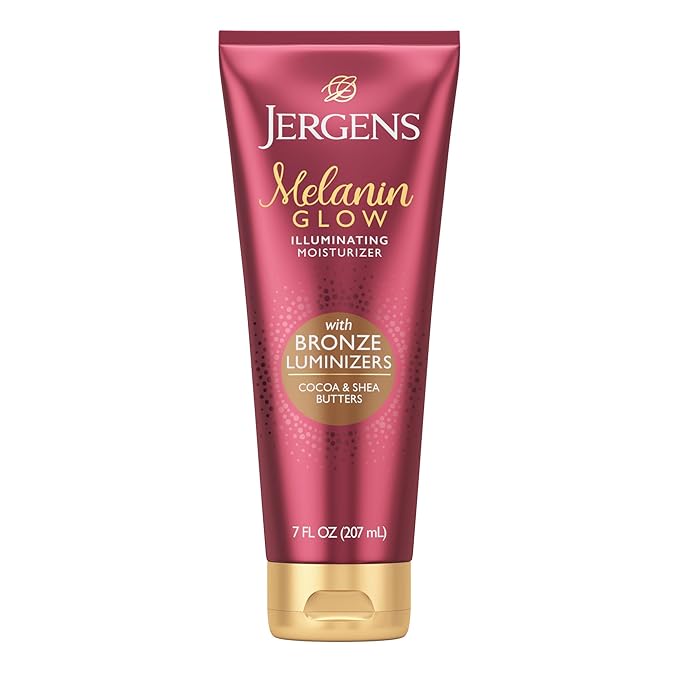 Jergens Hand and Body Lotion, Melanin Glow Illuminating Moisturizer, With Bronze Luminizers, 7 Oz