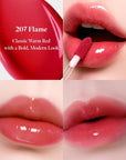 Dew Drop Tint #207 Flame 4.5g, Hydrating, Glossy, Lightweight Lip Stain with High-shine, Long Lasting Color with Moisturizing Lip Drop, Dewy Finish, Korean Beauty Makeup
