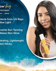 Glow+ Dewy Face Sunscreen with SPF 50+ & PA+++ | Blue Light Protection & No White Cast | Helps Give Glowing Skin with Papaya & Vitamin C | 1.76 Oz/50g