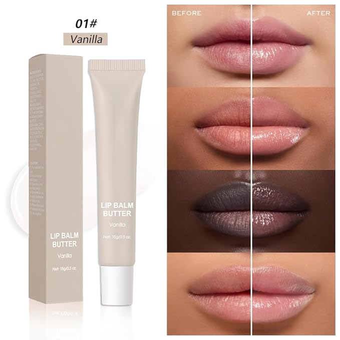 Summer Lip Butter Balm Lip Gloss, Ultra-Hydrating Natural Vegan Lip Balm, Sheer-Tinted Shine & Hydration, Soothes & Softens Dry Lips Skincare, Bálsamo labial hidratante #1 Vanilla 0.5 Fl Oz