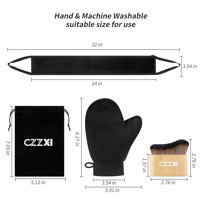 Tanning Mitt, Body Brush & Back Tanner Applicator Kit – Self-Tan Applicator for Body, Face & Hard-to-Reach Areas | Includes Storage Pouch