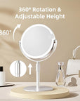 Lighted Makeup Mirror with Magnification (1X/10X), 8" Round Magnifying Vanity Mirror with Lights, Cordless Double Sided Light Weight Aluminum Alloy - Gifts Idea