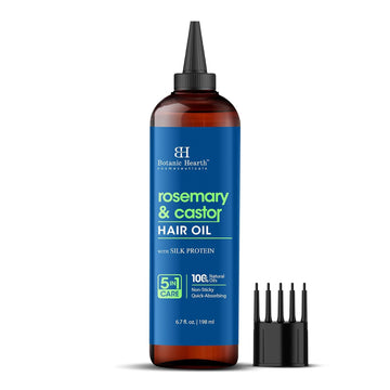 Botanic Hearth Rosemary & Castor Hair Oil (6.7 Fl Oz) | Nourishing And Strengthening Hair Treatment For Thicker, Healthier|Looking Hair | Paraben Free | Suitable For All Hair Types