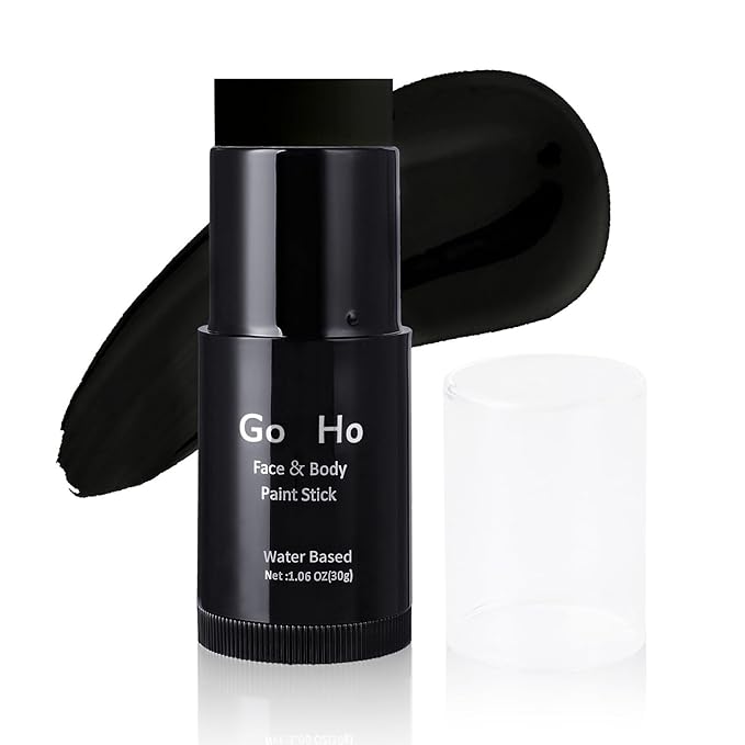 Go Ho Black Face Paint,Easily Washable Formula Face Body Paint Stick,Non-toxic Full-coverage Cream Black Body Paint for Adults Children Halloween Cosplay SFX Skeleton Goths Makeup