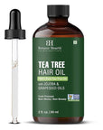 Botanic Hearth 100% Pure Tea Tree Oil For Hair Growth | Infused with Jojoba & Grapeseed Oils | Hair Oil Repairs Dry Damaged Hair, Strengthening, Healthier - Hair Tonic, 2.0 fl oz