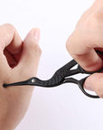 LIVINGO 3.5" Rounded Tip Vintage Stork Scissors, Professional Stainless Steel with Black Titanium Coated, Cuticle Pedicure Beauty Grooming Scissors for Eyebrow, Facial Hair, Dry Skin, Nose Hair