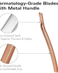 Eyebrow Razor with 6 Blades & Travel Case – Face Razors for Women & Men, Eyebrow Trimmer Shaper with Precision Cover, Facial Shaver & Dermaplaning Tool for Smooth Skin (Rose Gold)
