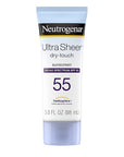 Neutrogena Ultra Sheer Dry-Touch Sunscreen Lotion, Broad Spectrum SPF 55 UVA/UVB Protection, Lightweight Water Resistant Face & Body Sunscreen, Non-Greasy, Travel Size, 3 fl. oz