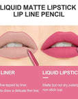 evpct 2Pcs Nude Pink Matte Lip Liner and Lipstick Lip Gloss Stains Pencils Set for Women Long Lasting Waterproof