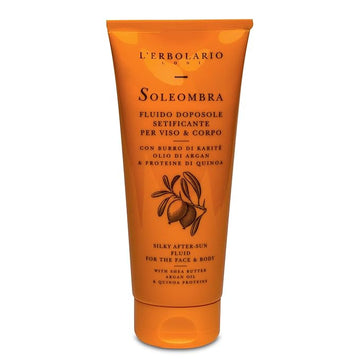 L'Erbolario Soleombra Silky After-Sun Fluid - After Sun Serum - Hydrating Sunburn Relief - Shea Butter, Argan Oil, and Quinoa Proteins - 6.7 oz