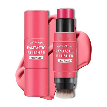 Cream Blush Stick with Brush, Waterproof, Long Lasting, Skin Tones