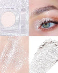 Monochrome Pressed Eyeshadow, Waterproof Neutral Powde Mini Shimmer Silver White Eyeshadow, sombras para ojos, Talc, Paraben & Cruelty Free (H02#Shimmer Silver White)