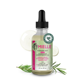 Mielle Organics Rosemary & Mint Light Hair Oil, Split Ends & Dry Scalp Treatment - Infused with Biotin & Essential Oils for Strengthening, Soothing, Moisturizing & Encouraging Longer Hair (2 Oz)