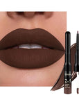 Kaely 2-in-1 Matte Lipstick and Lip Liner, Liquid Lip Stain Makeup for women Long Lasting Waterproof Smudge Proof, labiales matte mate larga duracion listip 24 hours originales, 06 Chocolate