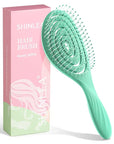 Hair Brush, Detangle Anti Tangle Brush, Spiral Hairbrush for Wet & Dry Hair, Women, Men, Kids, Glide Through Tangles For All Hair Types, Green
