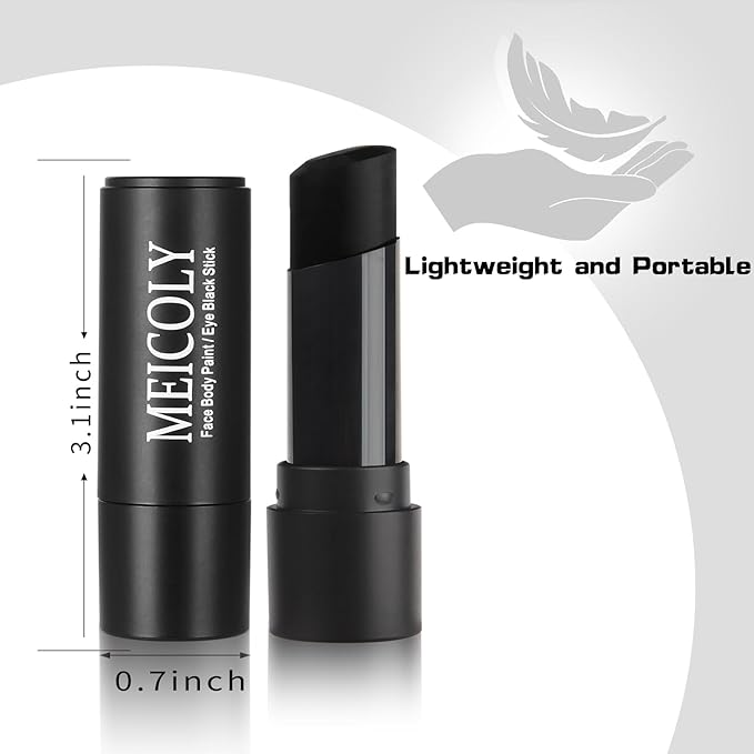 MEICOLY Black Face Body Paint Stick for Halloween SFX Cosplay Clown Skeleton Zombie Joker Makeup,Face Paint for Adults and Kids,Waterproof Eye Black Baseball Softball Football Lacrosse