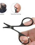 LIVINGO 3.75" Premium Nose Hair Scissors, Curved Safety Blades with Rounded Tip for Trimming Small Details Facial Hair, Ear Hair, Eyebrow (Black)