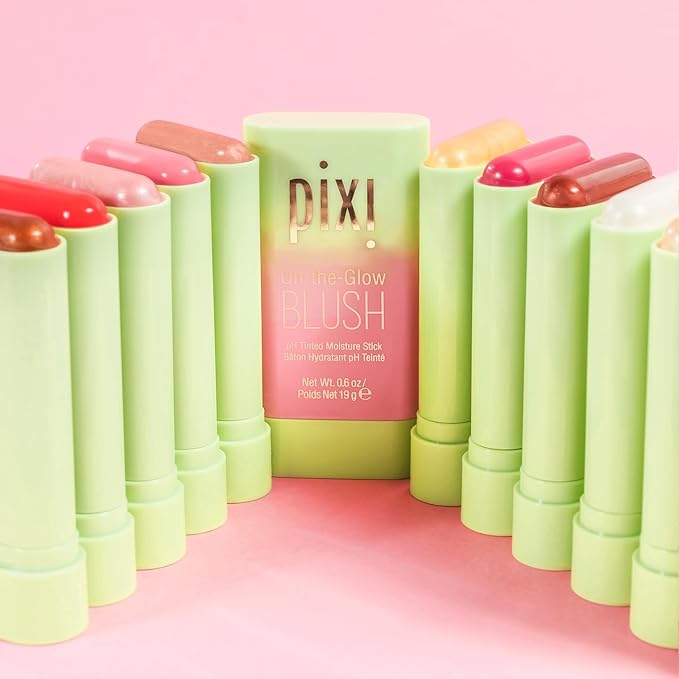 Pixi On-the-Glow Blush - Ruby, Hydrating Tinted Moisture Blush Stick with Ginseng, Aloe Vera & Fruit Extracts, For Cheeks & Lips, 19g / 0.6oz, Paraben-Free