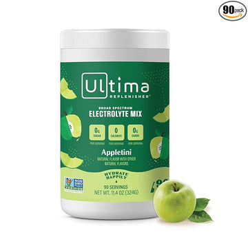 Ultima Replenisher Mocktini Electrolyte Drink Mix – Appletini, 90 Servings – Hydration Powder with 6 Key Electrolytes & Trace Minerals – Keto Friendly, Non- GMO & Sugar-Free Electrolyte Powder