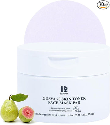 BENTON Guava 70 Skin Toner Face Mask Pad 70 Sheets - Easter Basket Essentials, Skin Soothing and Moisturizing Effect for All Skin Types, Elastic Skin, Pore Care, Korean Skin Care