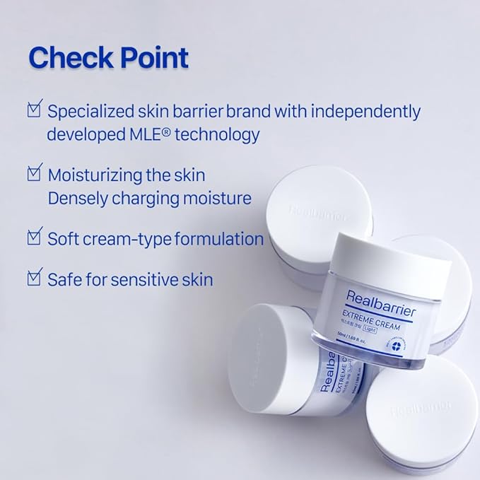 Real Barrier | Extreme Cream Light | Lightweight Daily Soft Face Moisturizer | Facial Moisturizing Cream with Hyaluronic Acid & Ceramides | Sensitive Skin Barrier Korean Skin Care | 1.69 fl oz (50ml)