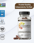 CocoaVia Heart & Brain Supplement, 30 Day, Cocoa Flavanol Extract, Memory & Circulation Booster, Nitric Oxide, Boost Oxygen & Energy, Plant Based, Gluten Free, Vegan, 60 Capsules
