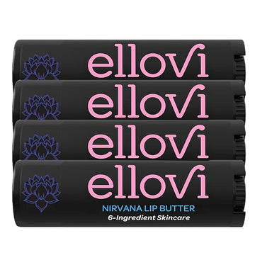 Ellovi Natural Lip Butter Lip Balm - Nirvana - Pure Enough to Eat - Made With Just 6 Vegan Ingredients - 100% Natural & Organic Moisturizing Lip Care for All Day Hydration (4-Pack)