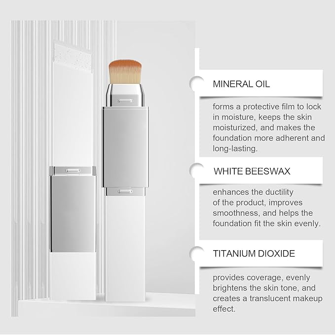 Blanc Cover Cream Stick,Korean Color-Changing Foundation Stick, Full Coverage Base Makeup， Dual-Ended with Detachable Brush for a Flawless Look (Dark Skin)