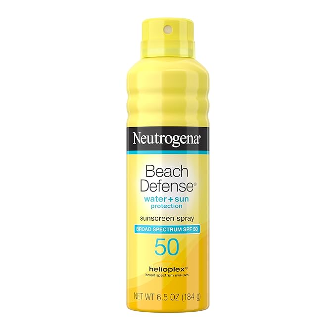 Neutrogena Beach Defense Sunscreen Spray SPF 50, Hawaii Reef Act 104 Compliant, Octinoxate & Oxybenzone Free, Broad Spectrum, Fast Absorbing & Lightweight, Face and Body Sunscreen, 6.5 Oz