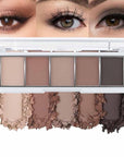 evpct 5 Colors Matte Nude Eye Shadow Palette Makeup for Older Women, Nude Brown Cocoa Taupe Ebony Matte Cream Smokey Mini Eyeshadow Palette for Blue Green Eyes, Contour Makeup Palettes sombras de ojos
