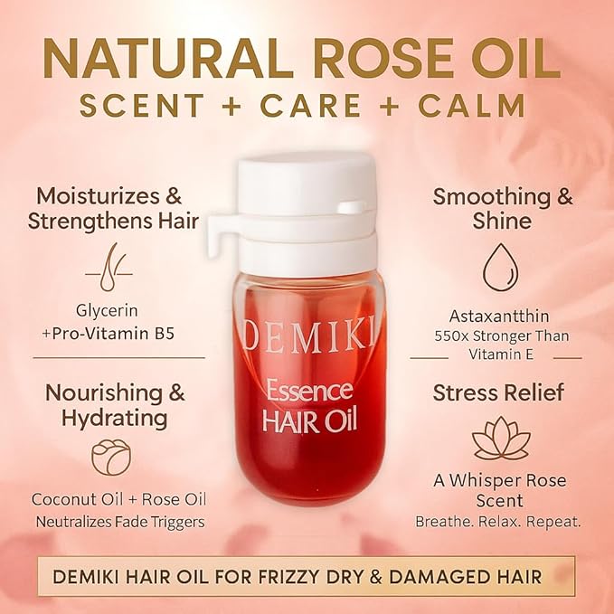 DEMIKI Hair Oil For Frizzy Hair With Coconut Oil - Hair Treatment For Dry Damaged Hair, Hair Perfume Oil For Curly Hair, Frizz Control Hair Care Products, Mini Bottles Hair Oil For Damaged Hair, 12pcs