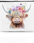 Western cosmetic bag highland cow