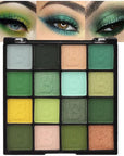 evpct 16 Colors Green Glitter Eye shadow Palette Makeup Waterproof Dark Light Green Yellow orange Brown Shimmer Highly Pigmented Pressed Sparkly Shiny Eyeshadow Palette paletas de sombras para de ojos