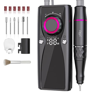 Electric Nail Files, 45000 RPM Professional Nail Drill for Acrylic Nails Gel, Adjustable Speed E File for Nails, Cordless Rechargeable Nail Drill Kit for Manicure Salon Home