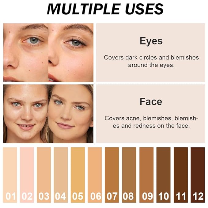 Kaely 2Pcs Cream Pot Concealer Full Coverage Set,Conceal