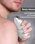 Silicone Body Scrubber Silver-Infused Dual-Sided 3-in-1 for Shower, Body Cleaning+Massage+Exfoliator Body Brush Buffer for Men and Women, Silicone Loofah, Non-Slip Handle (White)