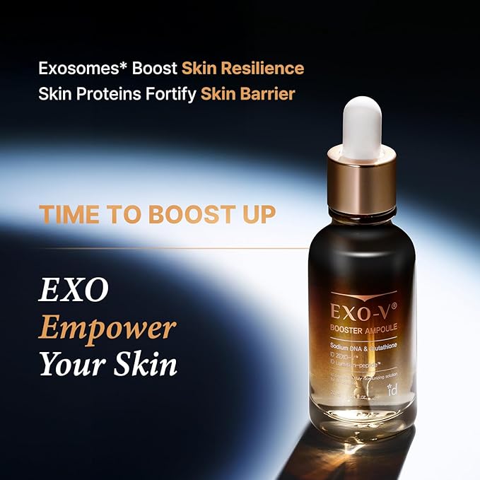 idplacosmetics EXO-V Booster Ampoule 1.01 fl.oz (30ml) – Exosome Serum (720,000 PPM) with PDRN & Glutathione, Korean Skincare Microneedling Serum, for Smoother-Looking Texture & Elasticity Support.
