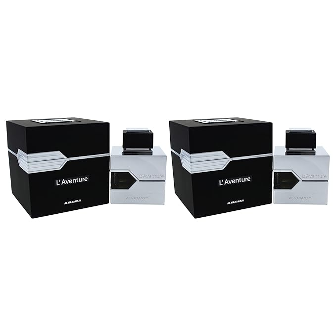 Al Haramain LAventure - EDP Spray Men 3.33 oz Pack of 2 - Cologne for Men - Arabian Perfume - Long Lasting Fragrance - Arabic Perfume - Eau de Parfum