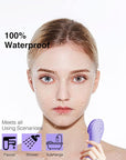 NgraCoola CLIE Facial Cleansing Brush - Waterproof & Rechargeable Face Scrubber for Men & Women, Cleansing, Exfoliating & Massaging - Violet