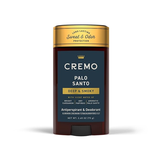 Cremo Palo Santo Antiperspirant & Deodorant for Men, 48-hour Sweat and Odor Protection, 2.65oz