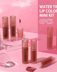 KIMUSE Water Gel Lip Tint 6 Colors Set, Highly Pigmented Long Lasting Moisturizing Glossy Lip Stains, Hydrate Lightweight Lip Gloss Makeup