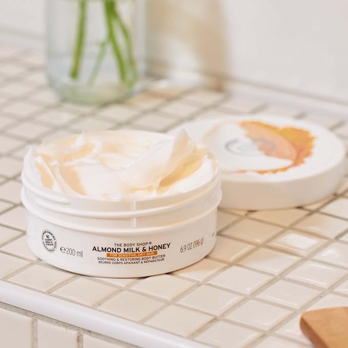 The Body Shop Almond Milk Body Butter – Hydrating & Moisturizing Skincare for Dry and Sensitive Skin – Vegan – 1.7 oz