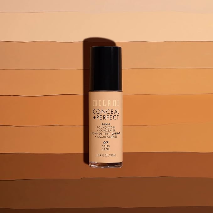 Milani Conceal + Perfect 2-in-1 Foundation + Concealer for a Flawless Complexion, Under Eye Corrector, Cover Redness and Imperfections, Waterproof and Sweatproof - Warm Porcelain