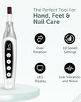 PediLux Pro Professional Manicure Pedicure Kit, Cordless Electric Nail File Drill Set, Thick Toenail Grinder, Toe Nail Dremel Tools, Filer, Buffer, Sander, Remove Cuticles, Callus for Men & Women