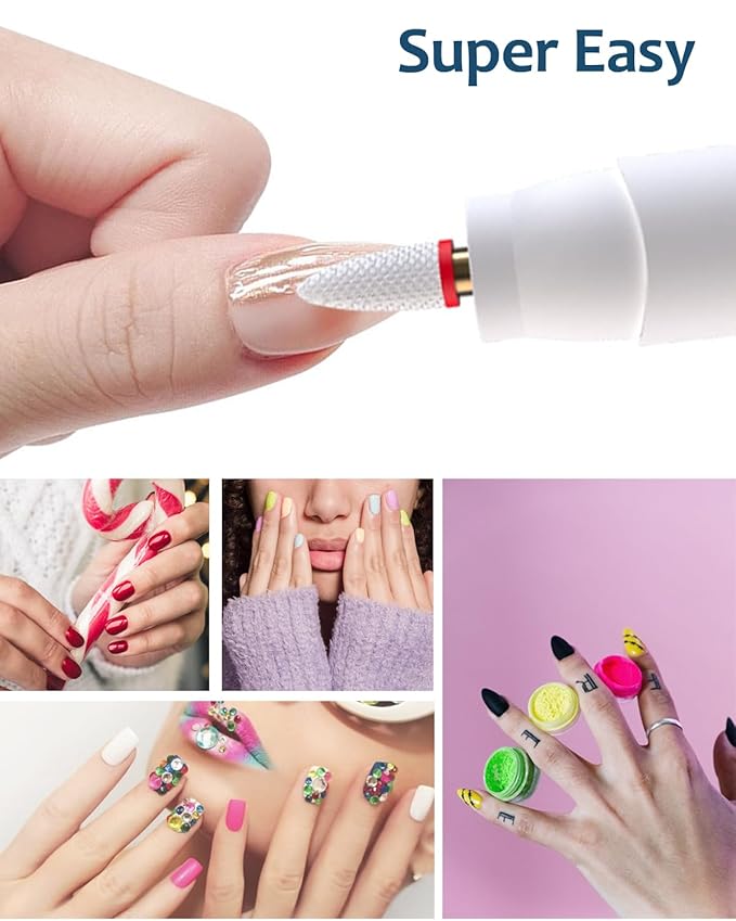 Electric Nail Drill & Gel Polish Remover - 5-Speed Cordless Nail File Filer Grinder - Rechargeable Manicure Kit for Acrylic Gel Nails Cuticle Callus Remover - Electric Nail Drill Buffers for Women